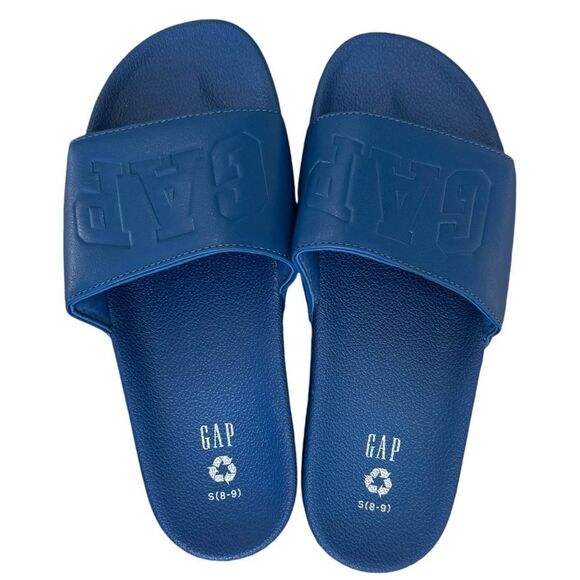 GAP Factory Men’s Blue Logo Slip-On Pool Slides. Sandals. Size 8-9. 8. 9. Small. - Picture 2 of 4
